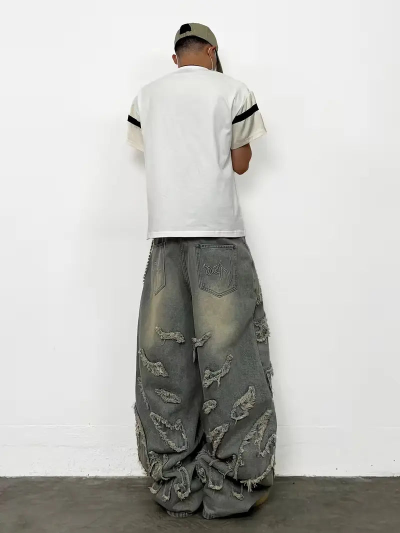 UP.THE Menswear Plain Wide-Leg Baggy Oversized Men'S Skater Jeans - Y2K Style, Loose Fit Designed for Skaters, Premium Comfortable Cut