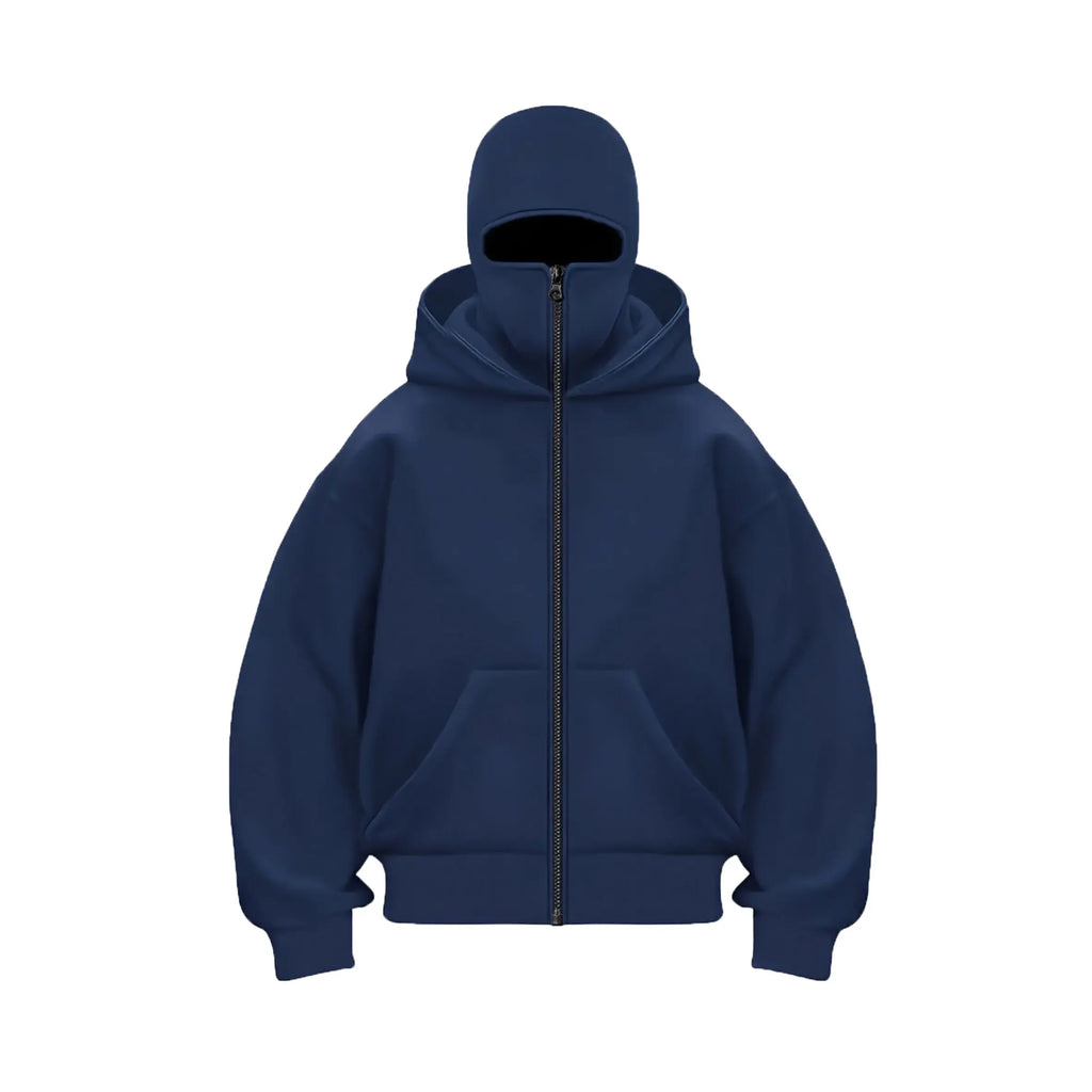 Double Layer Balaclava Hoodie Jacket - Unisex Hip Hop Outerwear Y2K Fashion