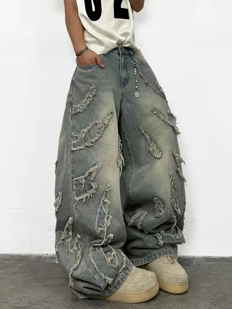 UP.THE Menswear Plain Wide-Leg Baggy Oversized Men'S Skater Jeans - Y2K Style, Loose Fit Designed for Skaters, Premium Comfortable Cut