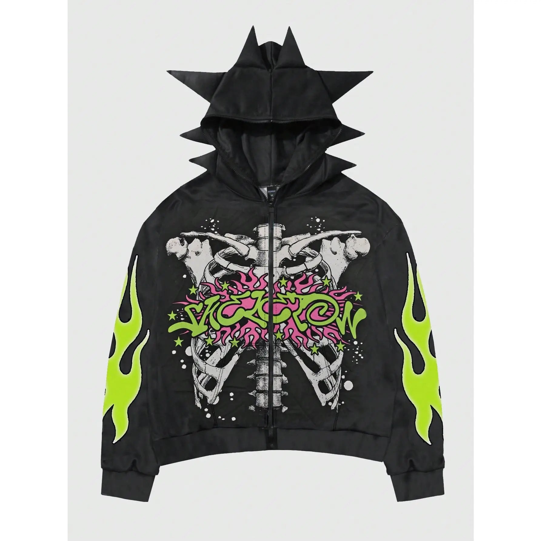 Men's Y2K Graphic Zip-Up Hoodie Sweatshirt - Gothic Long Sleeve Jacket for Streetwear and Alternative Fashion