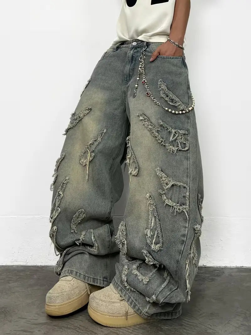 UP.THE Menswear Plain Wide-Leg Baggy Oversized Men'S Skater Jeans - Y2K Style, Loose Fit Designed for Skaters, Premium Comfortable Cut