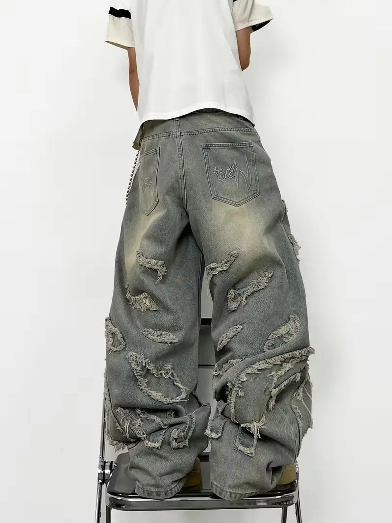 UP.THE Menswear Plain Wide-Leg Baggy Oversized Men'S Skater Jeans - Y2K Style, Loose Fit Designed for Skaters, Premium Comfortable Cut