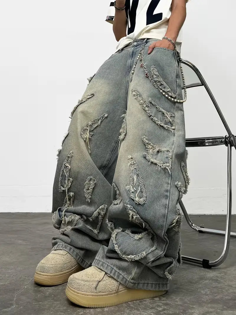 UP.THE Menswear Plain Wide-Leg Baggy Oversized Men'S Skater Jeans - Y2K Style, Loose Fit Designed for Skaters, Premium Comfortable Cut