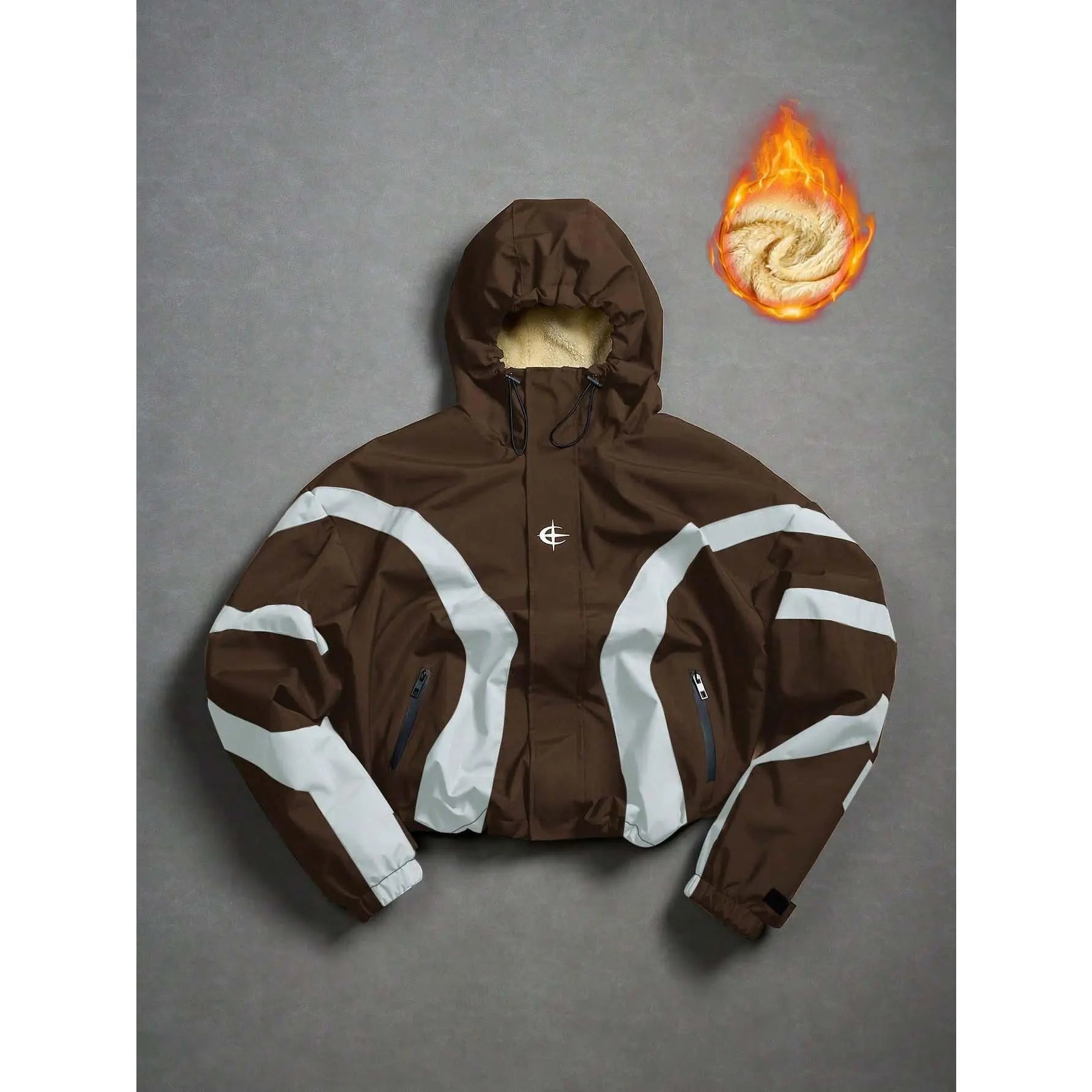 Futuristic Techwear Windbreaker Jacket in Grey and White Aesthetic