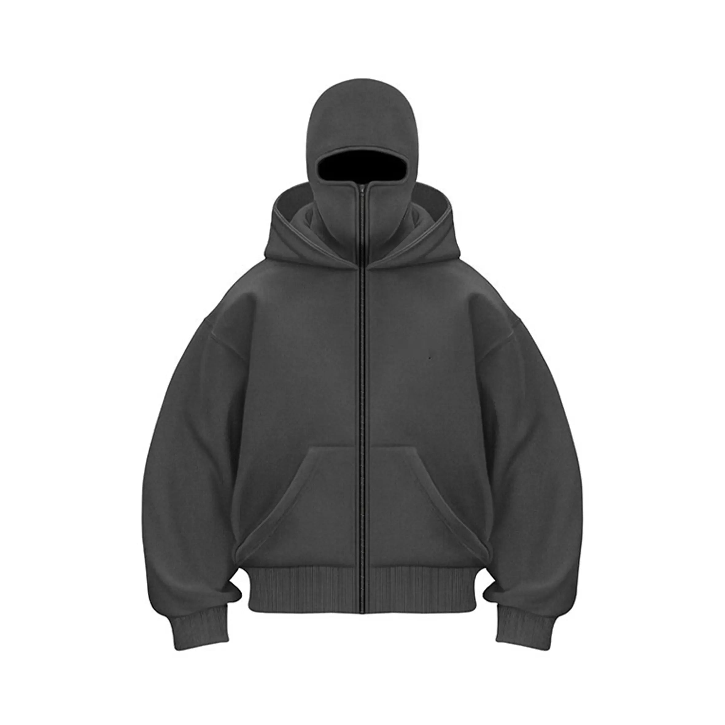 Double Layer Balaclava Hoodie Jacket - Unisex Hip Hop Outerwear Y2K Fashion