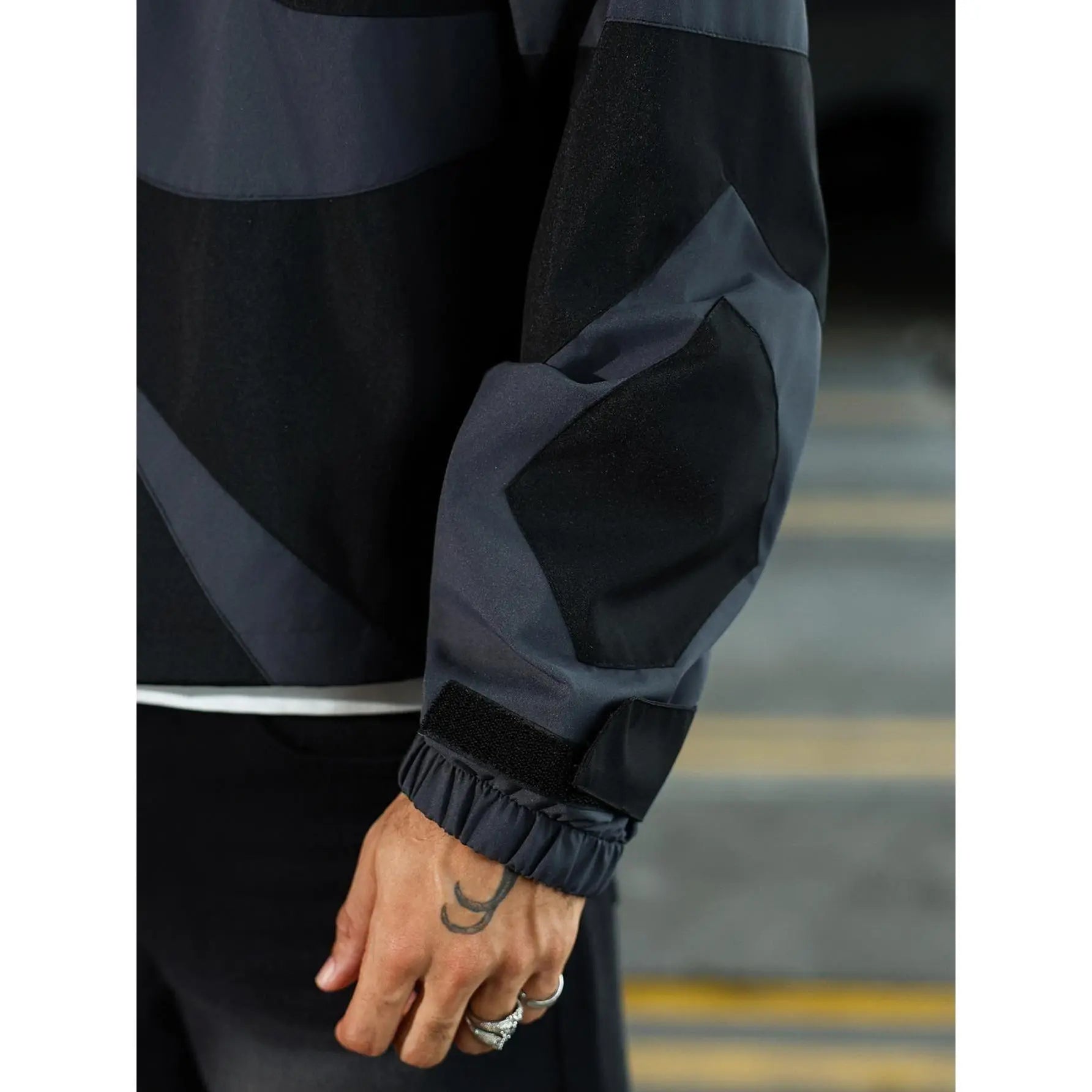 Futuristic Techwear Windbreaker Jacket in Grey and White Aesthetic