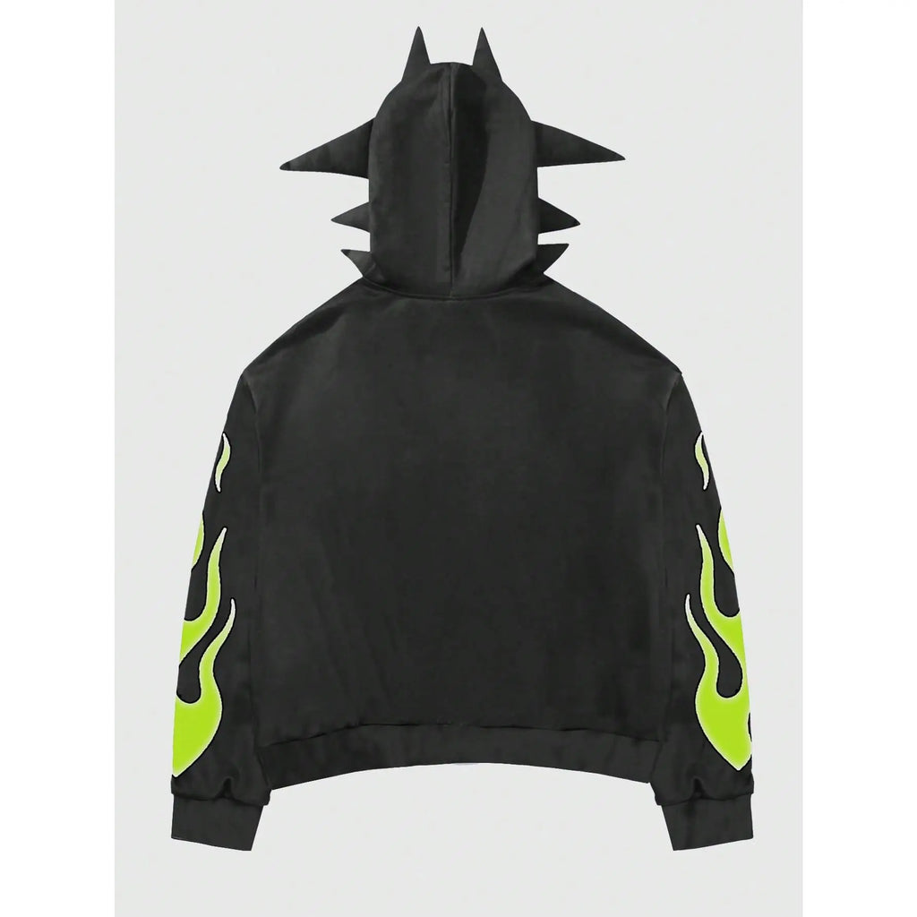 Men's Y2K Graphic Zip-Up Hoodie Sweatshirt - Gothic Long Sleeve Jacket for Streetwear and Alternative Fashion