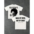 Streetwear Graphic Tee with Bible Verse & Child Portrait Print, Unisex Short Sleeve round Neck T-Shirt, Faith Inspiring Fashion Apparel, Gifts for Boyfriend, Shortsleeve, Menswear, Clothing, Everyday Tops, Men’S Clothes, All Seasons