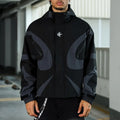 Futuristic Techwear Windbreaker Jacket in Grey and White Aesthetic
