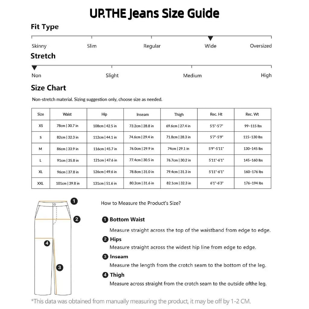 UP.THE Menswear Plain Wide-Leg Baggy Oversized Men'S Skater Jeans - Y2K Style, Loose Fit Designed for Skaters, Premium Comfortable Cut