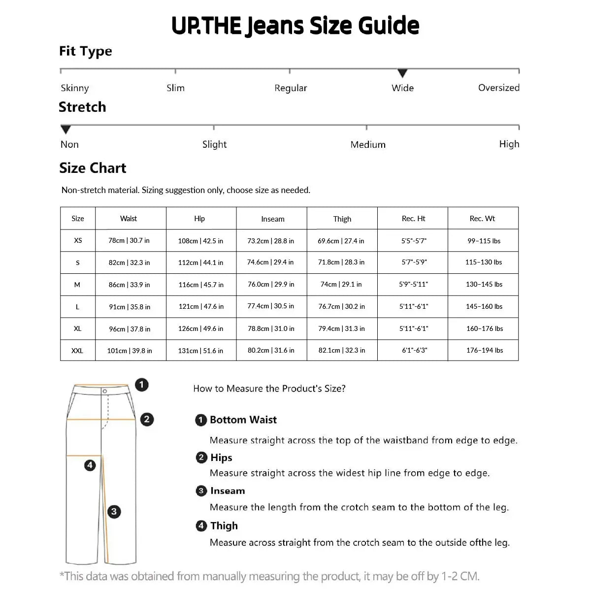 UP.THE Menswear Plain Wide-Leg Baggy Oversized Men'S Skater Jeans - Y2K Style, Loose Fit Designed for Skaters, Premium Comfortable Cut