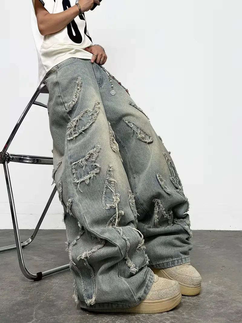 UP.THE Menswear Plain Wide-Leg Baggy Oversized Men'S Skater Jeans - Y2K Style, Loose Fit Designed for Skaters, Premium Comfortable Cut