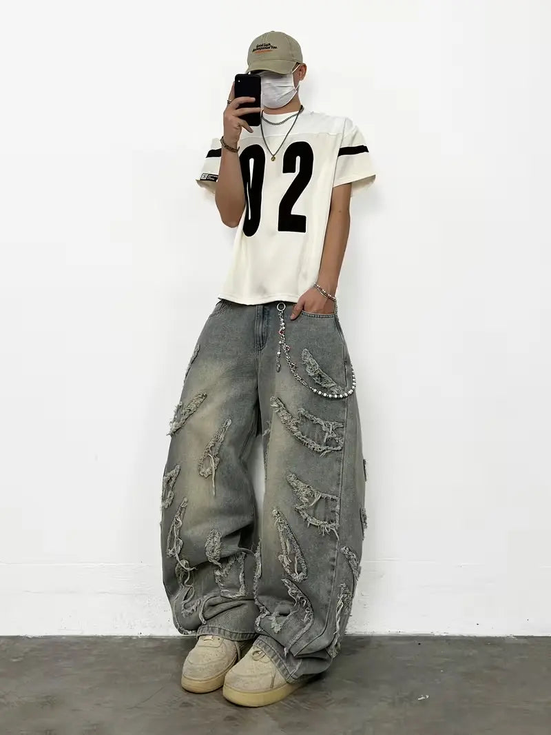 UP.THE Menswear Plain Wide-Leg Baggy Oversized Men'S Skater Jeans - Y2K Style, Loose Fit Designed for Skaters, Premium Comfortable Cut