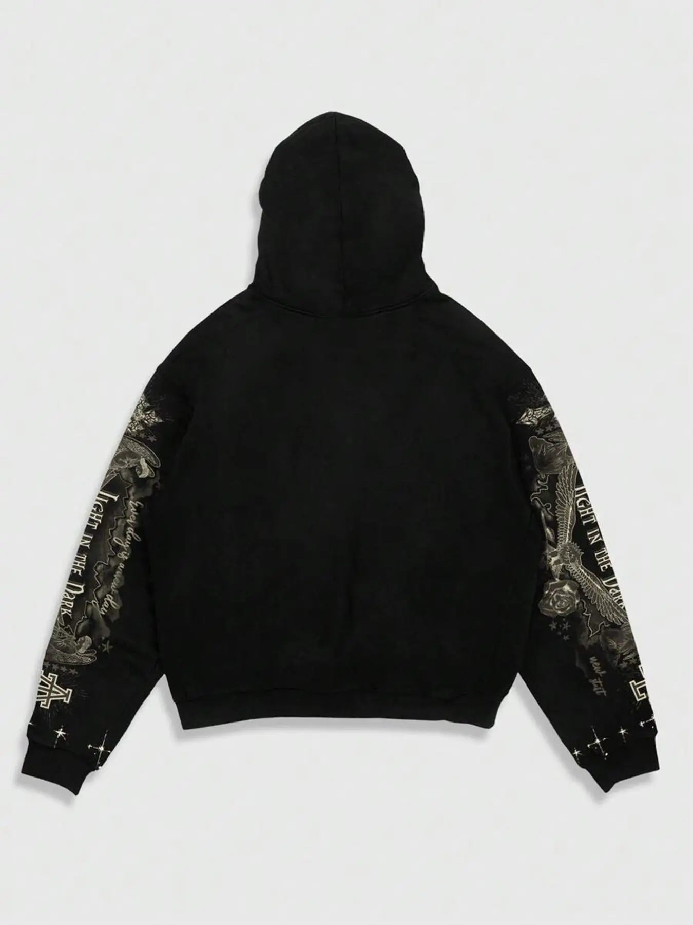 Aesthetic Oversized Full‑Print Zip-Up Hoodie, Vintage Gothic Angel Design, Unisex Heavyweight Streetwear Sweatshirt Jacket, for Autumn & Winter Night Out