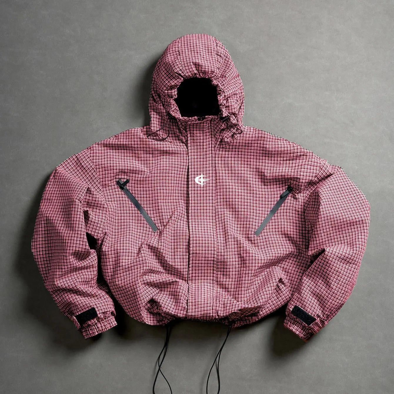 Futuristic Techwear Windbreaker Jacket in Grey and White Aesthetic