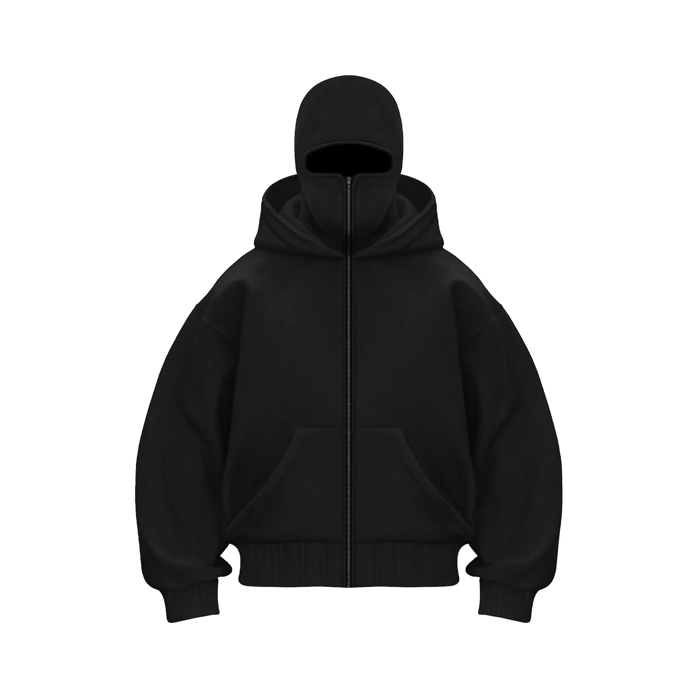 Double Layer Balaclava Hoodie Jacket - Unisex Hip Hop Outerwear Y2K Fashion